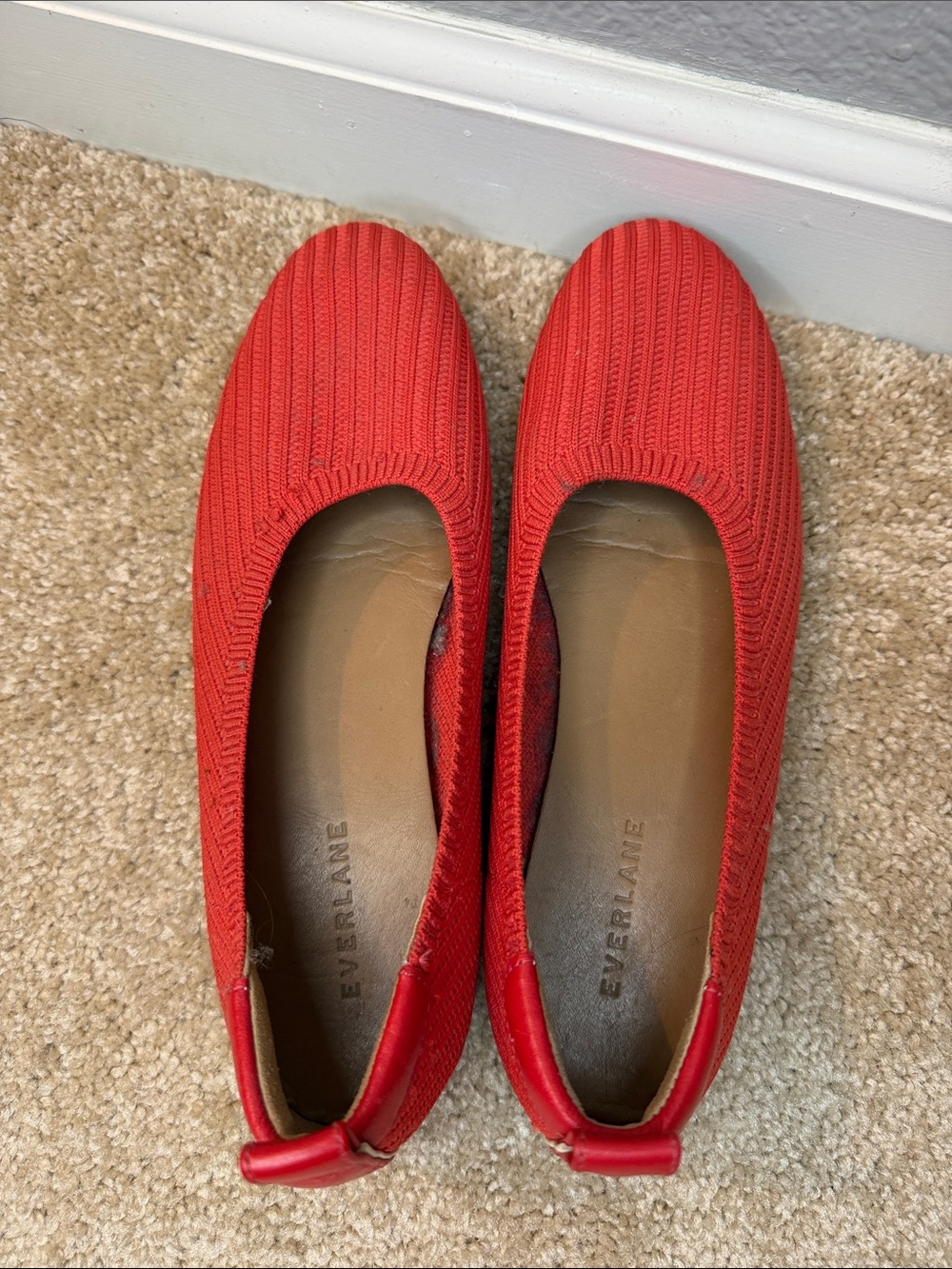 Everlane Day Glove Flats in Red Knit Ballet Flats Size 7 - Picture 7 of 8